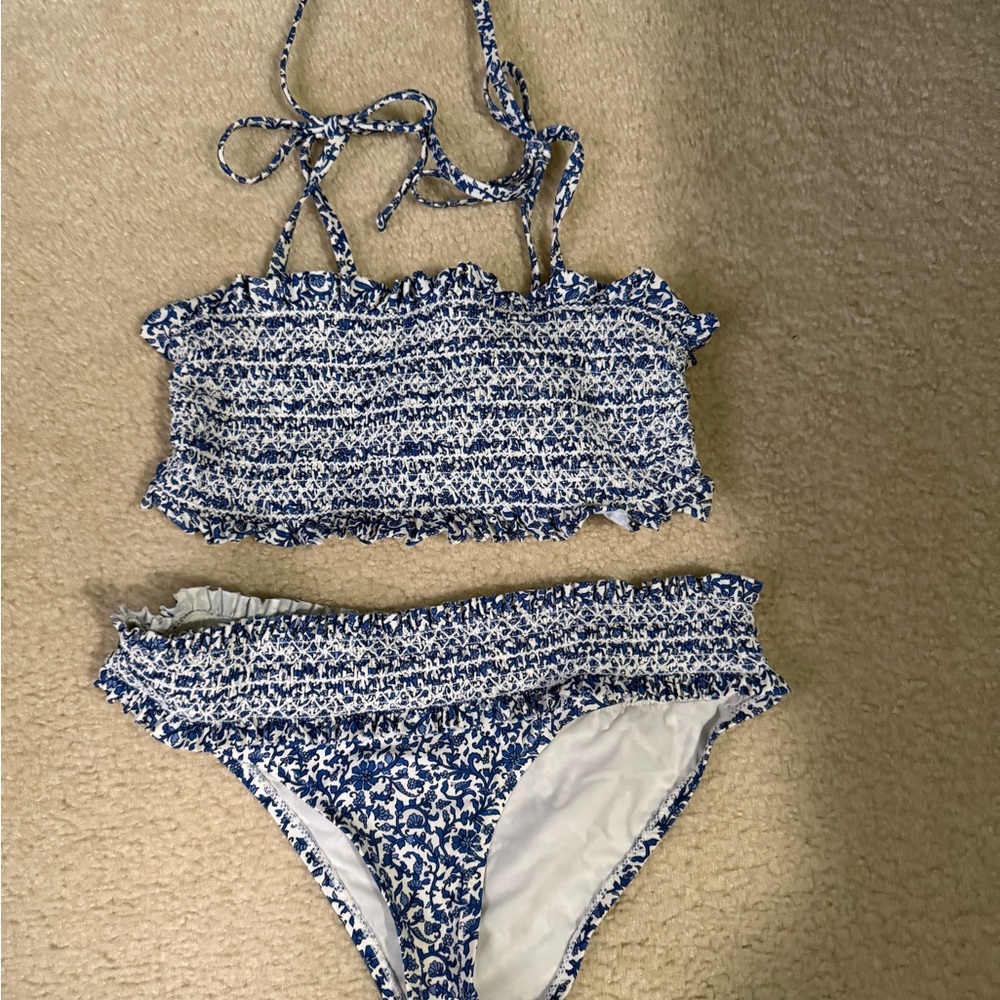 Tory Burch Blue and White costa swim suit size xs